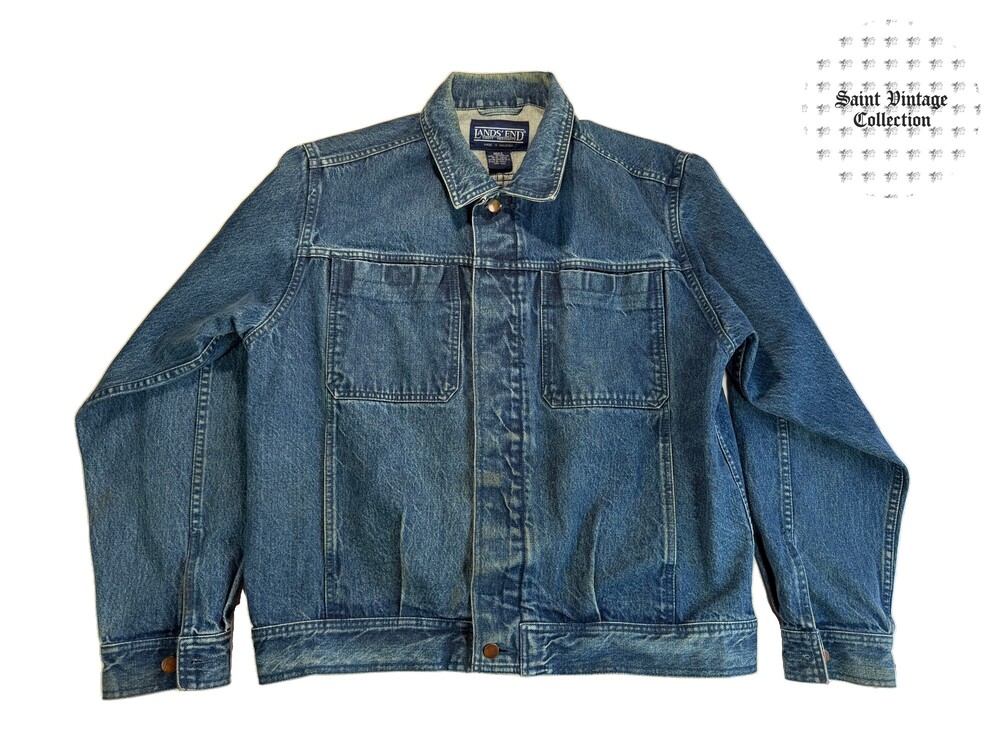 90s Vintage Lands' End Denim Men's Jacket Large